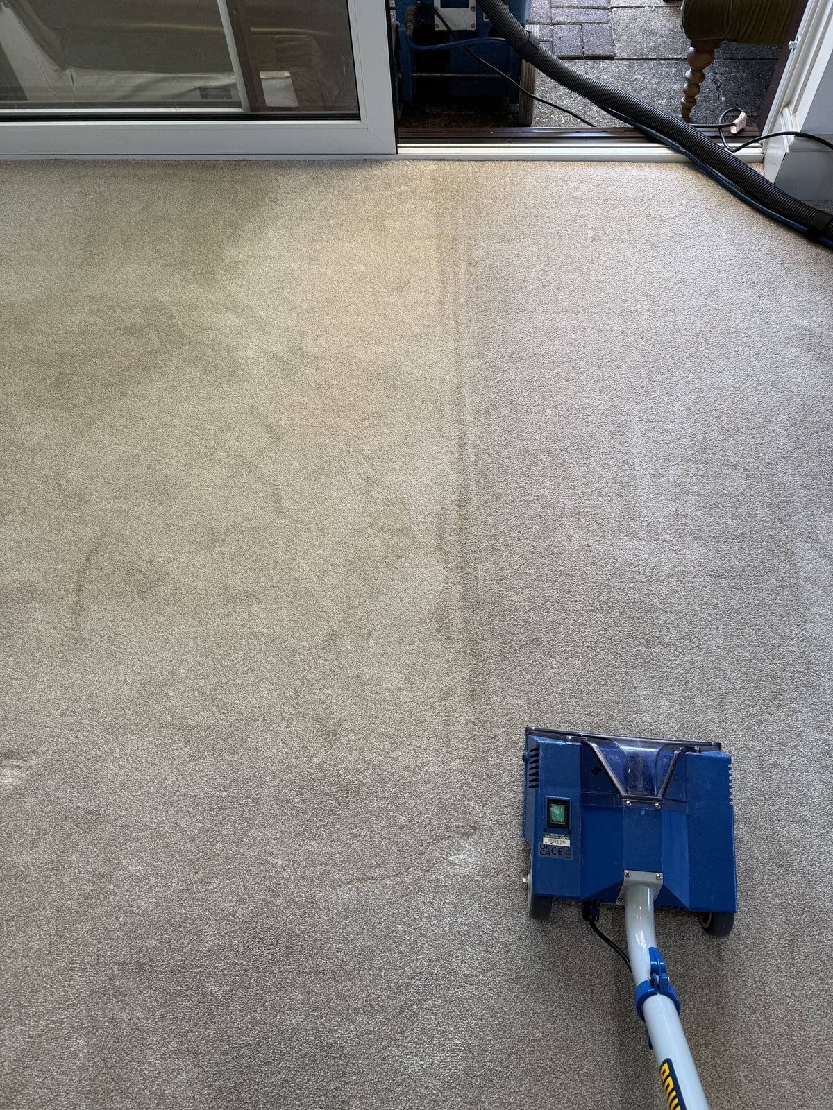 Professional carpet cleaning in progress in Luton